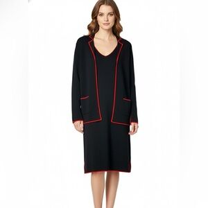 BISOU JEANS 2 Piece Rayon Nylon Knit Sleeveless Dress + Matching Sweater Blazer